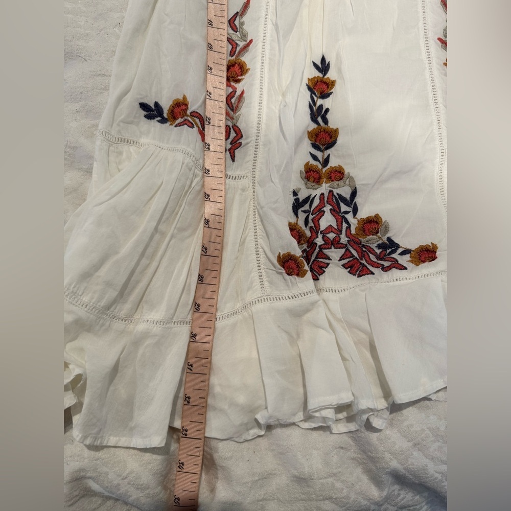 Free People Pavlo mini Dress Embroidered Crochet Insets Ivory Boho - Picture 9 of 11